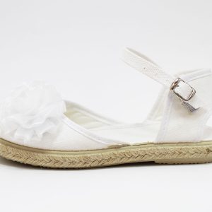 Alpargata blanco flor hebilla niña