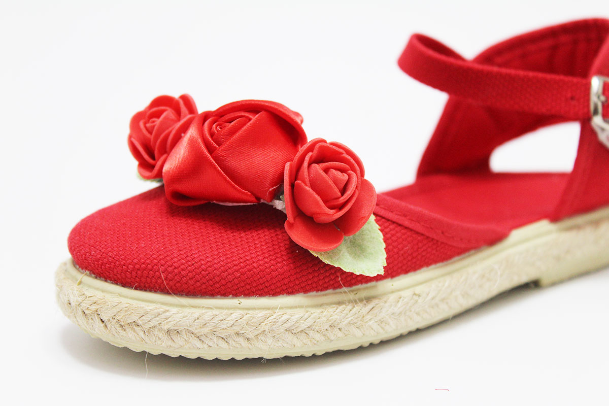 Alpargata rojo flores niña - Imagen 4