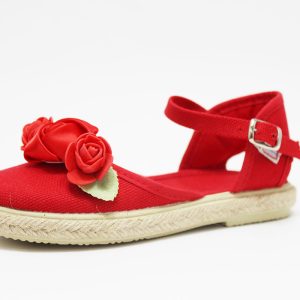 Alpargata rojo flores niña