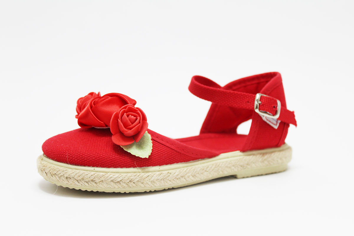 Alpargata rojo flores niña - Imagen 3