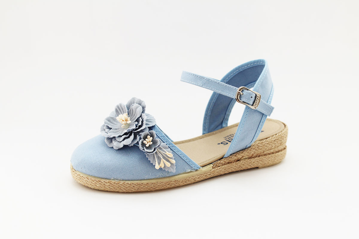 Alpargatas niña flores azul empolvado - Imagen 3