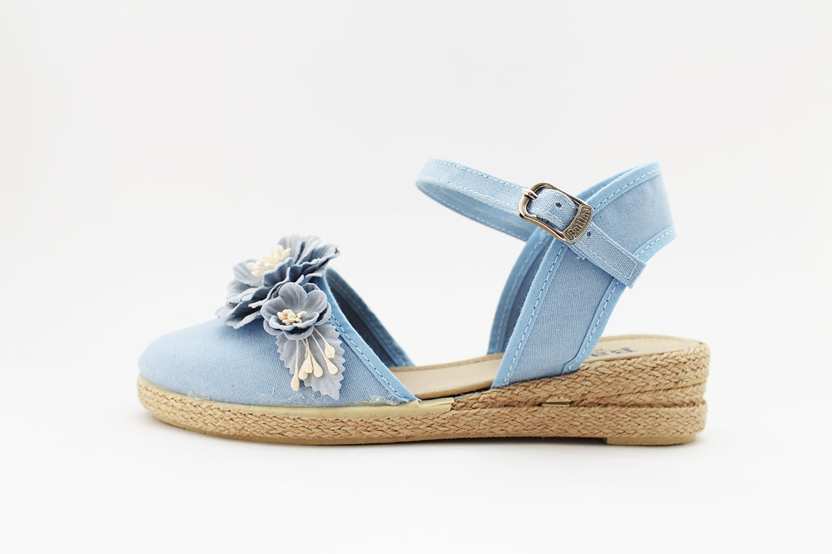 Alpargatas niña flores azul empolvado - Imagen 4