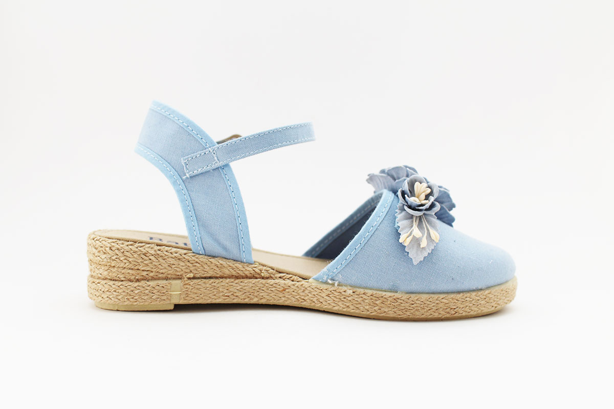 Alpargatas niña flores azul empolvado - Imagen 5