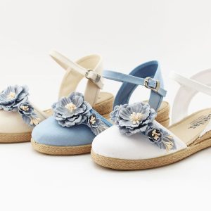 Alpargatas niña flores azul empolvado