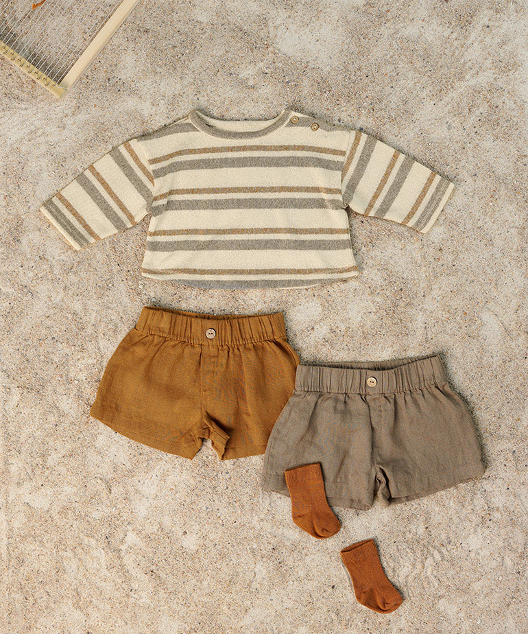 Pantalón corto lino natural- PLAY UP - Imagen 4