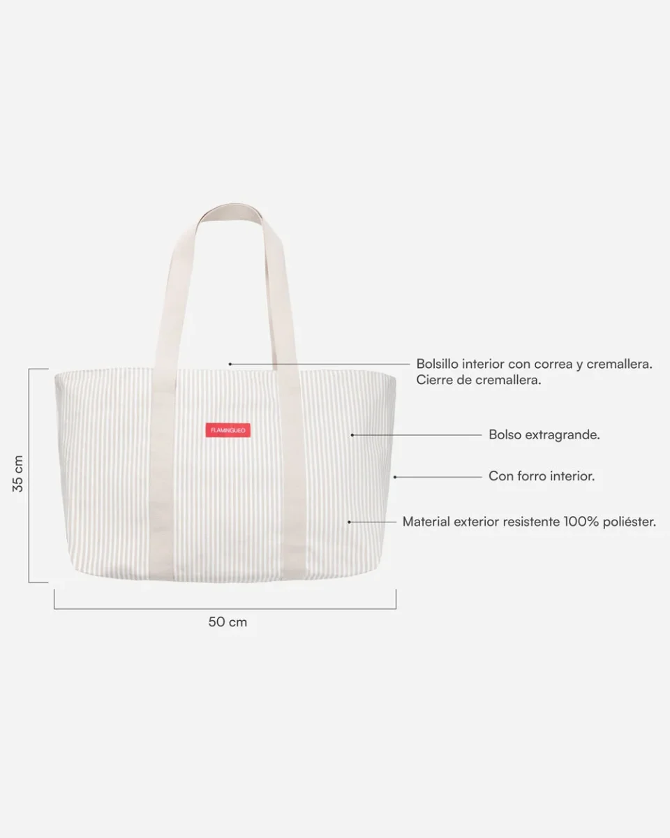 Bolsa de Playa Canvas con monedero BRUNY Beig-FLAMINGUEO - Imagen 6