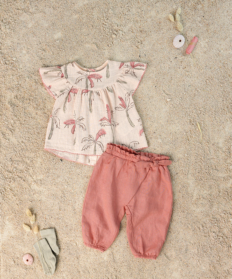 Blusa estampado palmeras rosa- PLAY UP - Imagen 4