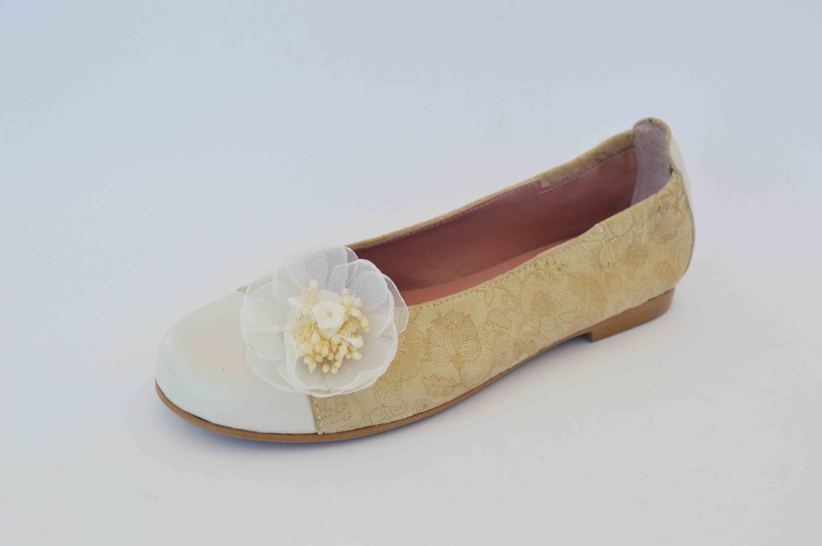 Bailarina beige estampada con puntera beige - Imagen 4