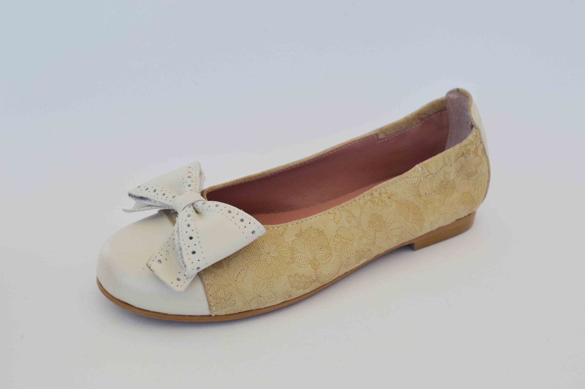 Bailarina beige estampada con puntera beige - Imagen 8