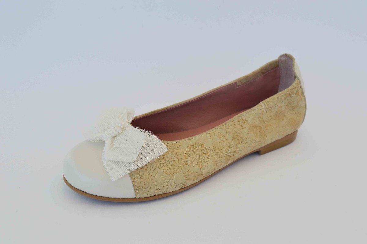 Bailarina beige estampada con puntera beige - Imagen 9