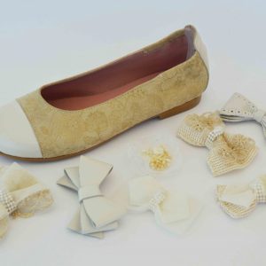 Bailarina beige estampada con puntera beige