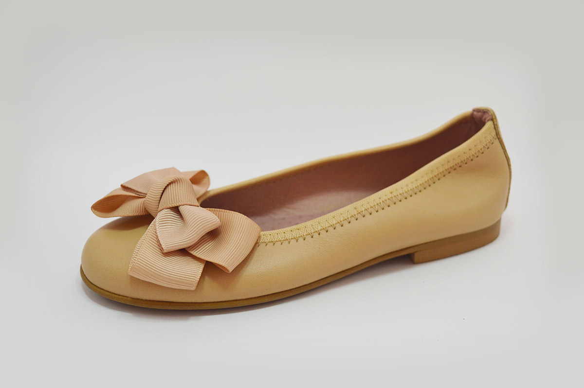 Bailarinas camel lazo tela niña - Imagen 6