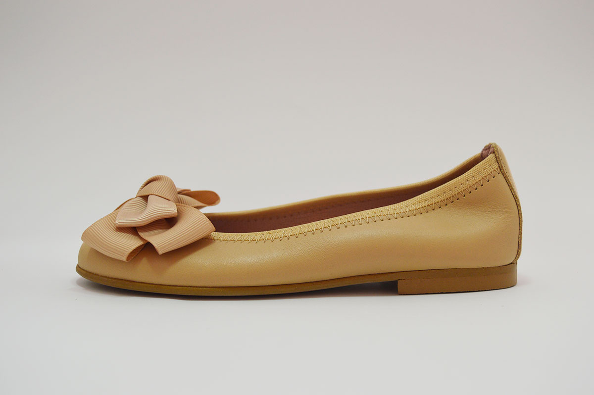 Bailarinas camel lazo tela niña - Imagen 4