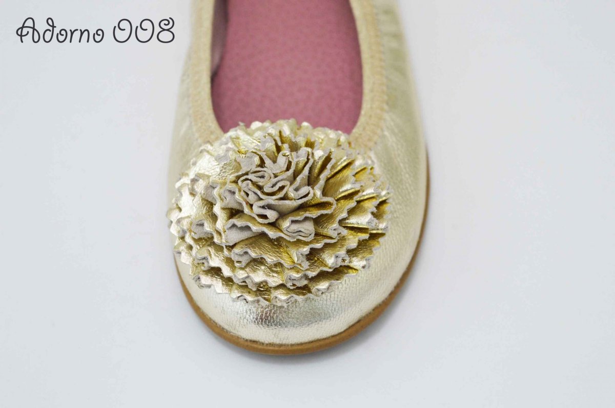 Adornos flor de piel en dorado para zapatos - Imagen 6