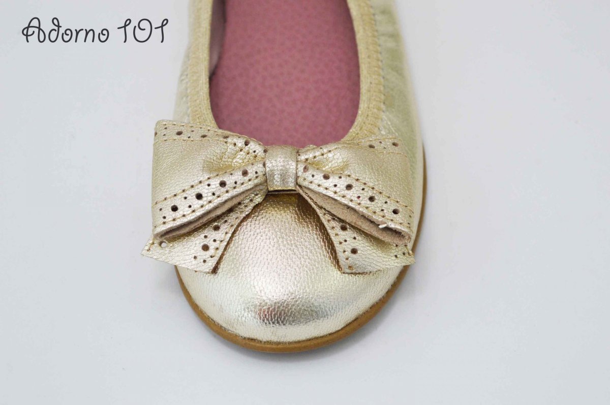 Adornos lazo de piel en dorado para zapatos - Imagen 8