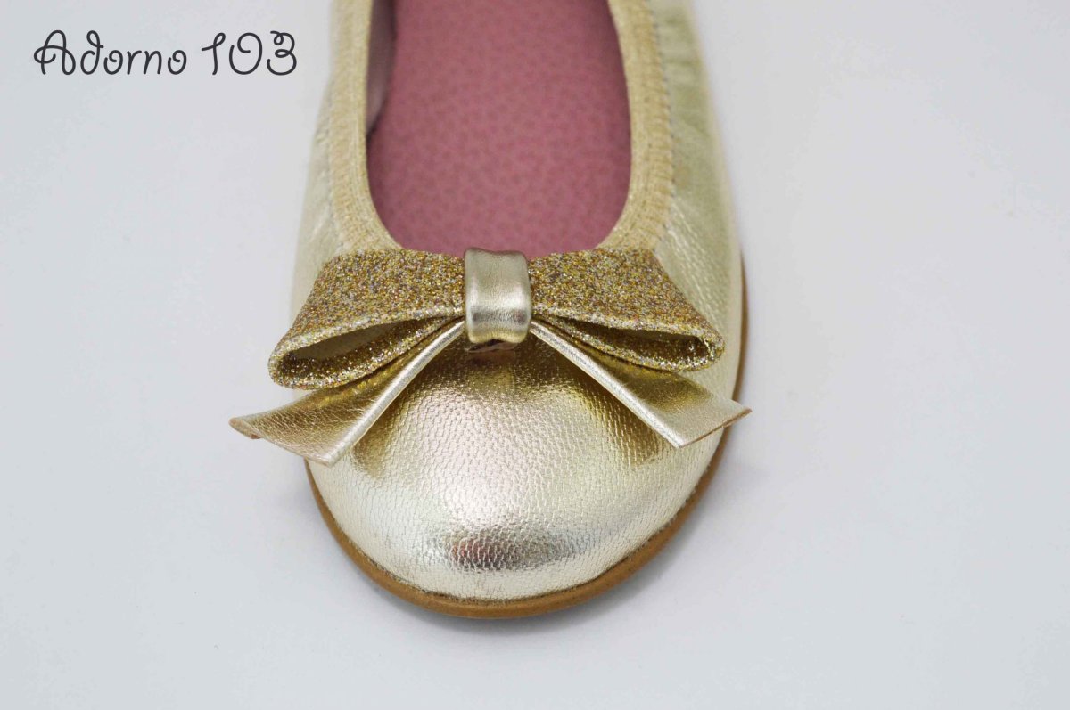 Adornos lazo de piel en dorado para zapatos - Imagen 6