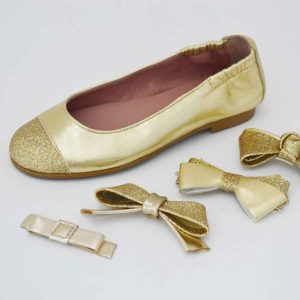 Bailarinas dorado con puntera glitter dorado