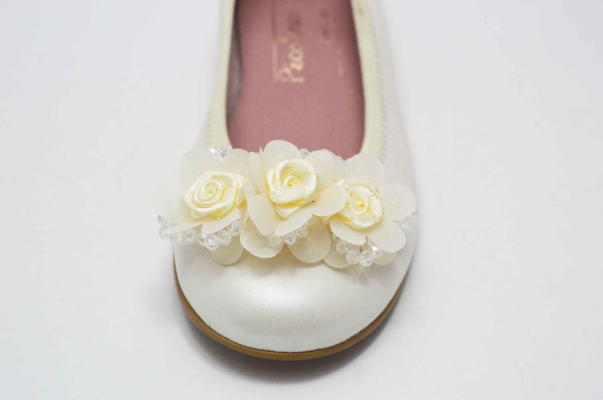 Bailarina nacarado con flor comunion niña - Imagen 4