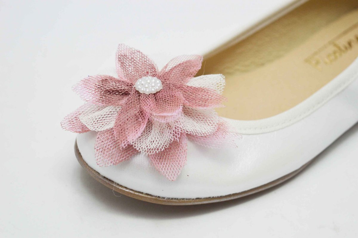 Bailarina nacarado blanco flor rosa palo niña - Imagen 3