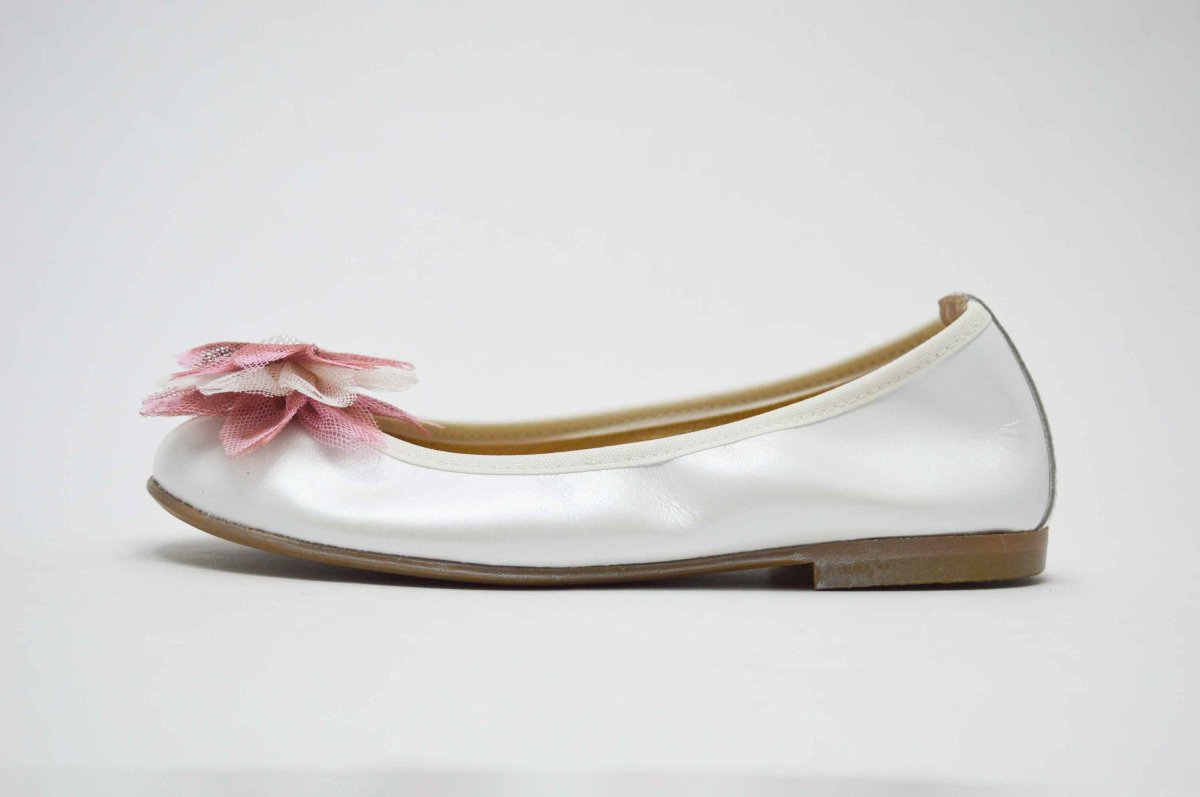 Bailarina nacarado blanco flor rosa palo niña - Imagen 5