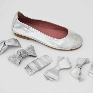 Bailarinas plata con puntera glitter plateado