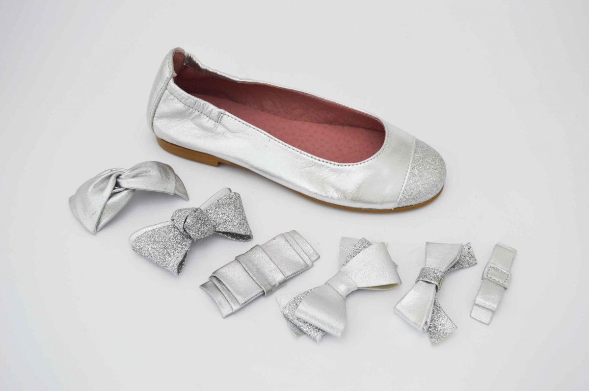 Bailarinas plata con puntera glitter plateado