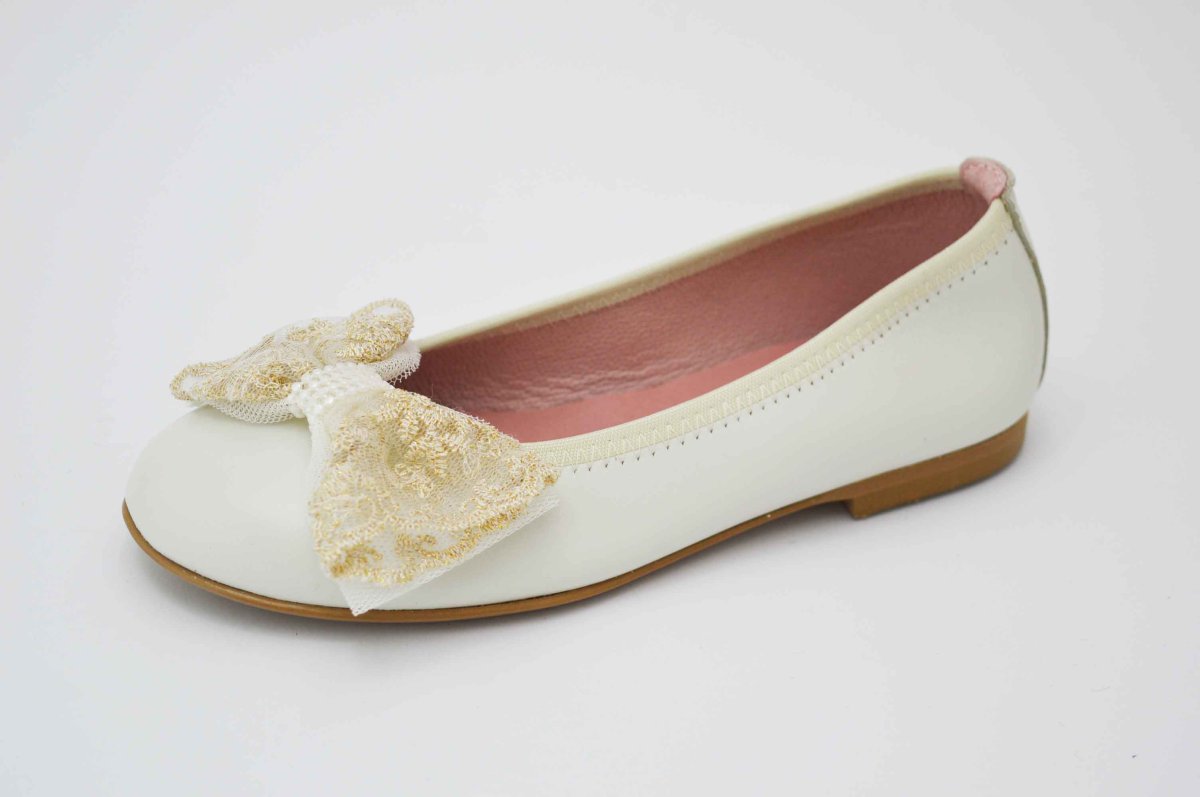 Bailarinas beige con adornos lazo de tela - Imagen 6