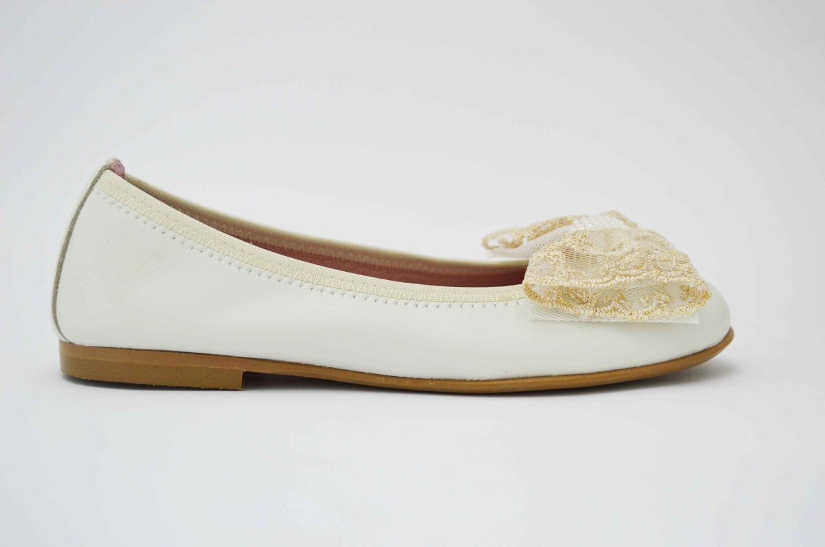 Bailarinas beige con adornos lazo de tela - Imagen 7