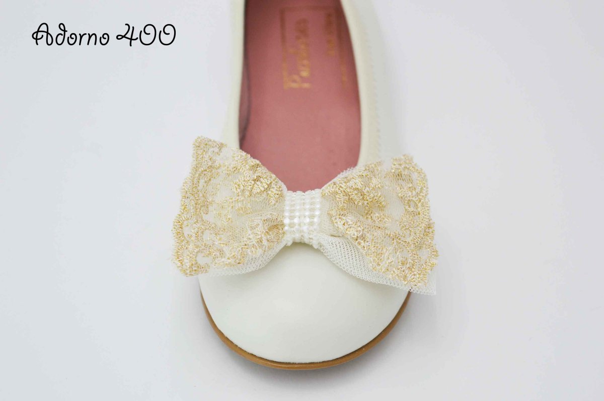 Bailarinas beige con adornos lazo de tela - Imagen 5