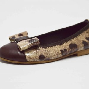 Bailarina charol leopardo lazo niña