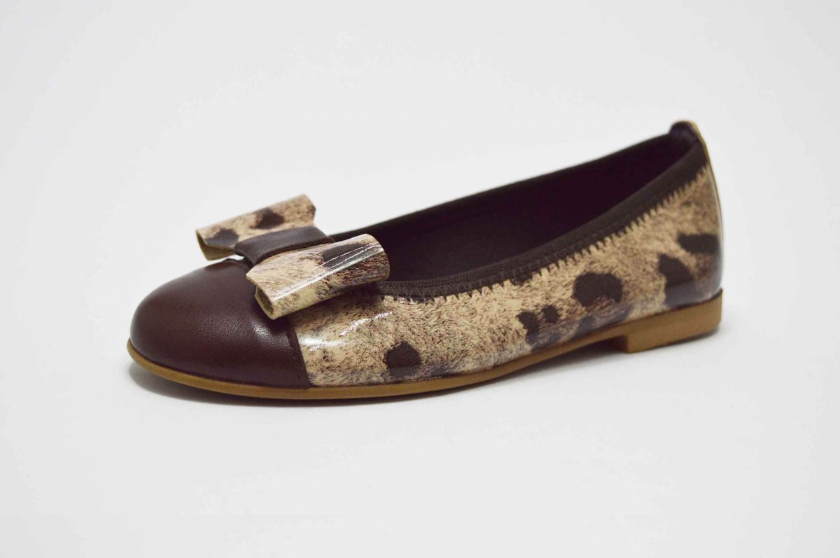 Bailarina charol leopardo lazo niña - Imagen 3