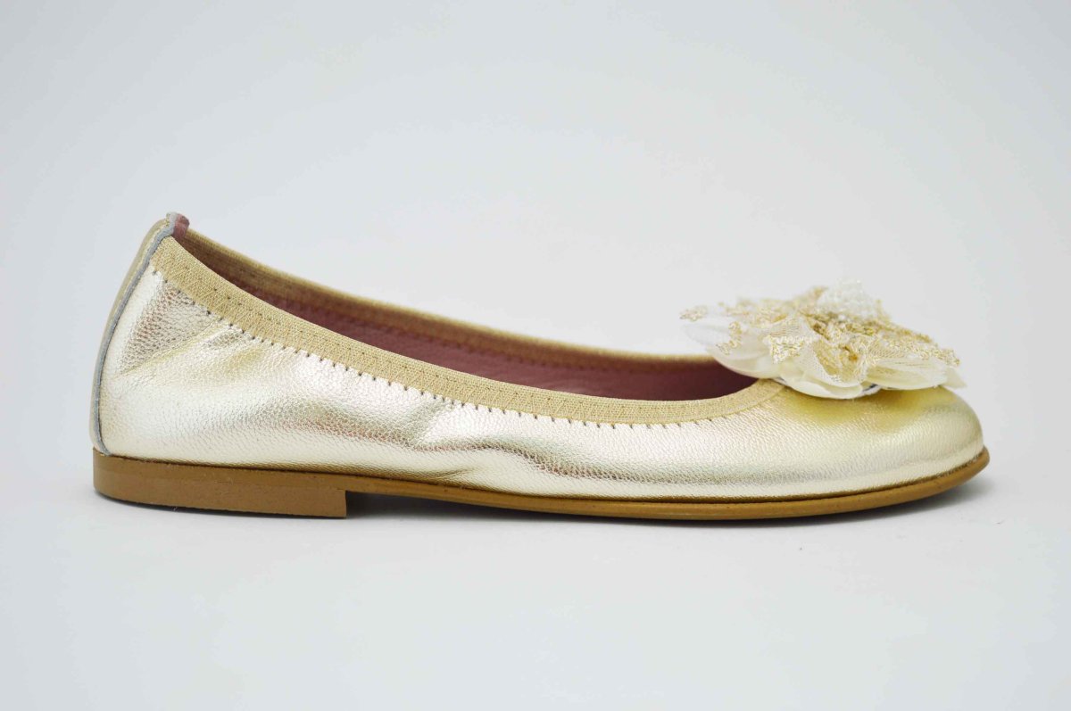 Bailarinas doradas con adornos de tela - Imagen 8