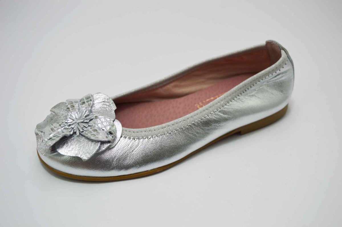 Bailarinas plata con adornos flor - Imagen 6