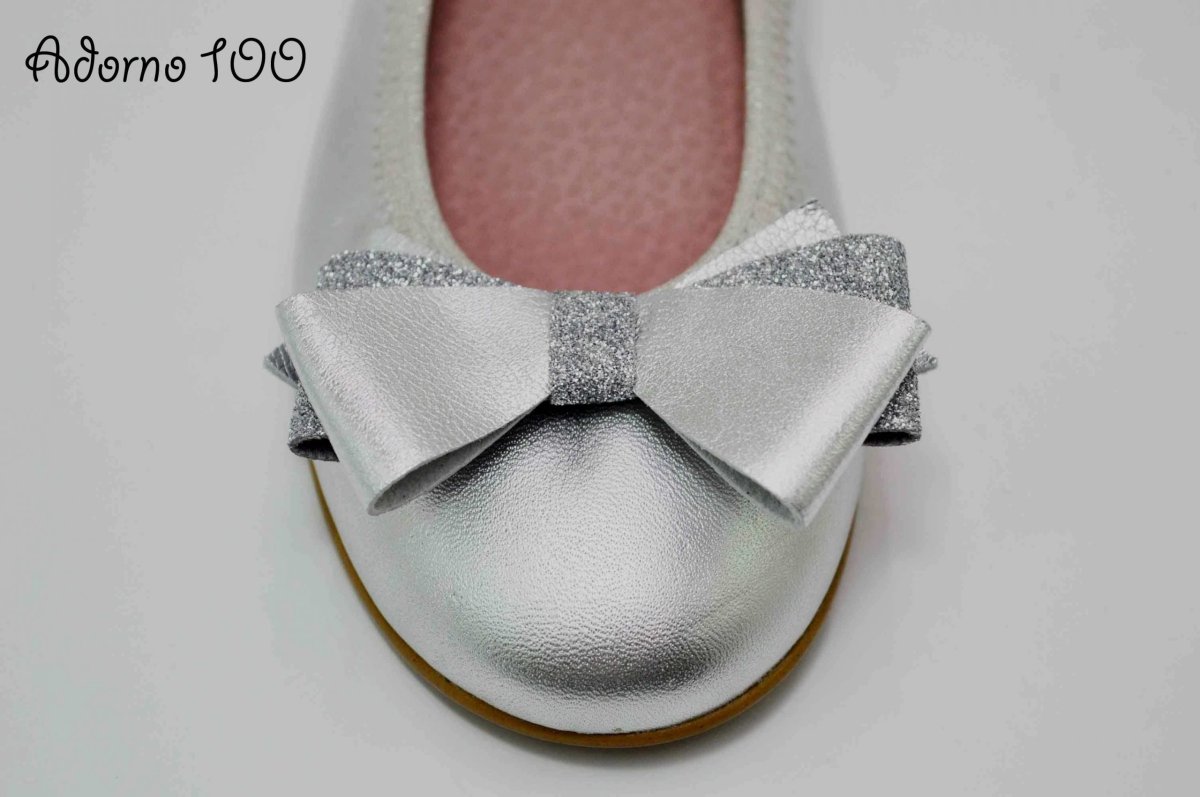 Adornos lazo de piel en plata para zapatos - Imagen 6
