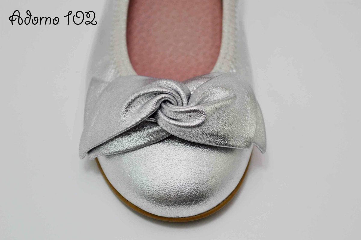 Adornos lazo de piel en plata para zapatos - Imagen 8