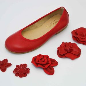 Bailarinas rojo con adorno flor