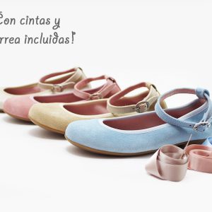 Bailarinas serraje con lazo y correa anudada niña