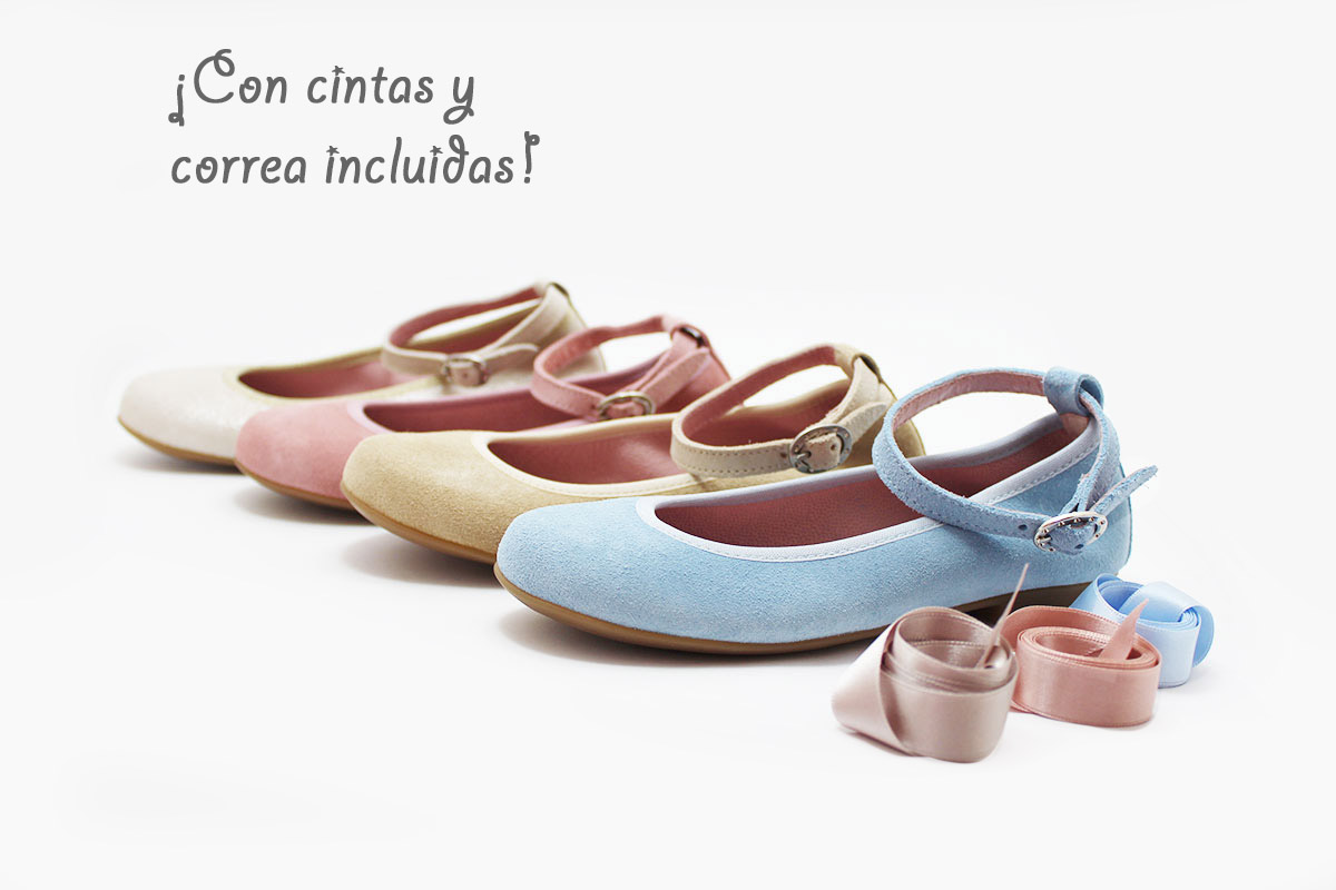 Bailarinas serraje con lazo y correa anudada niña - Imagen 2
