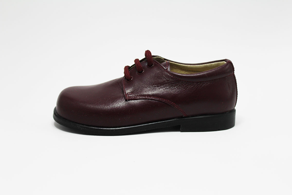 Blucher napa burdeos cordones ceremonia niño niña - Imagen 3