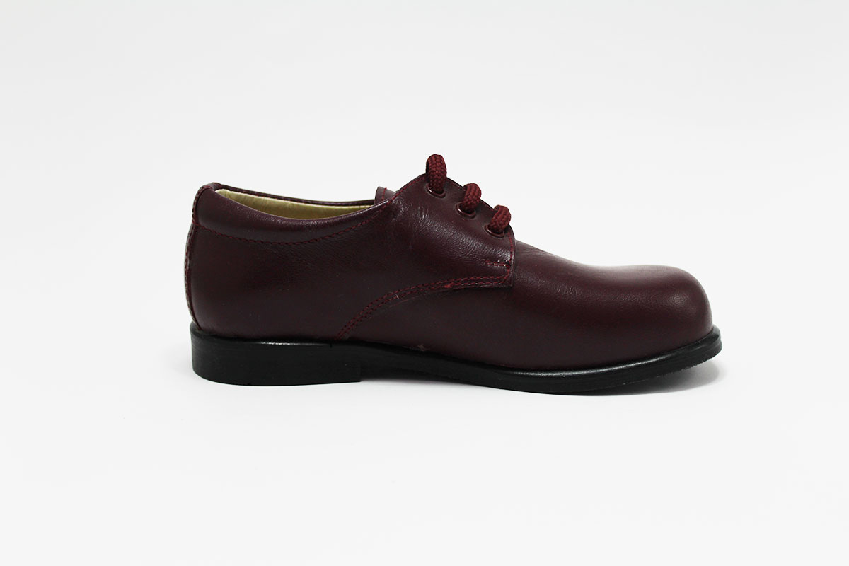 Blucher napa burdeos cordones ceremonia niño niña - Imagen 4