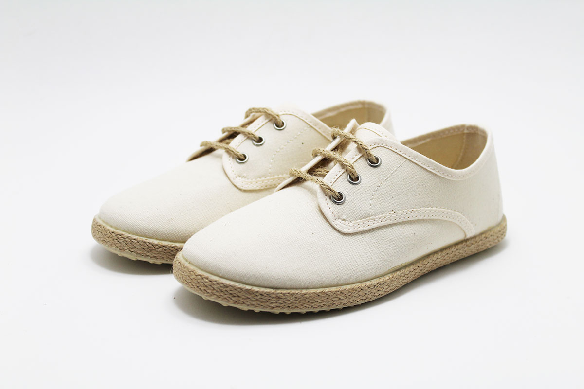 Alpargata cordones beige esparto niño - Imagen 3
