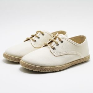 Alpargata cordones beige esparto niño