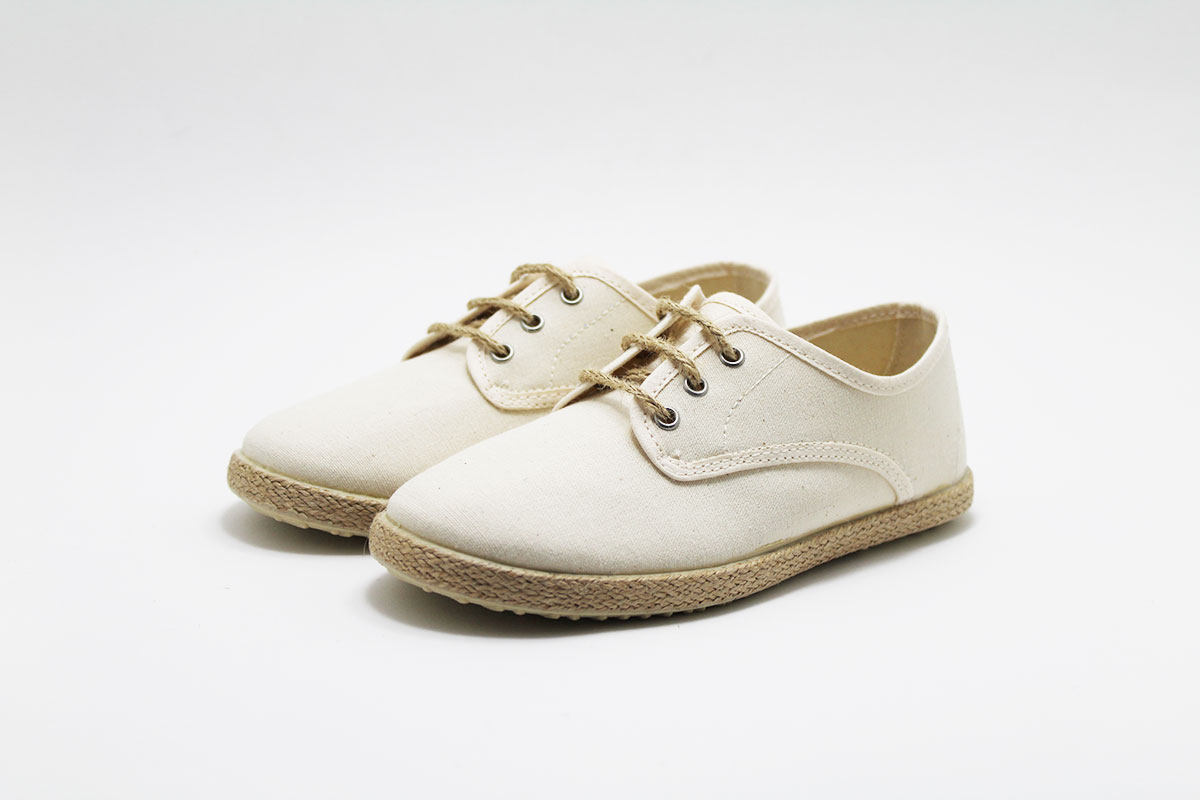 Alpargata cordones beige esparto niño - Imagen 2