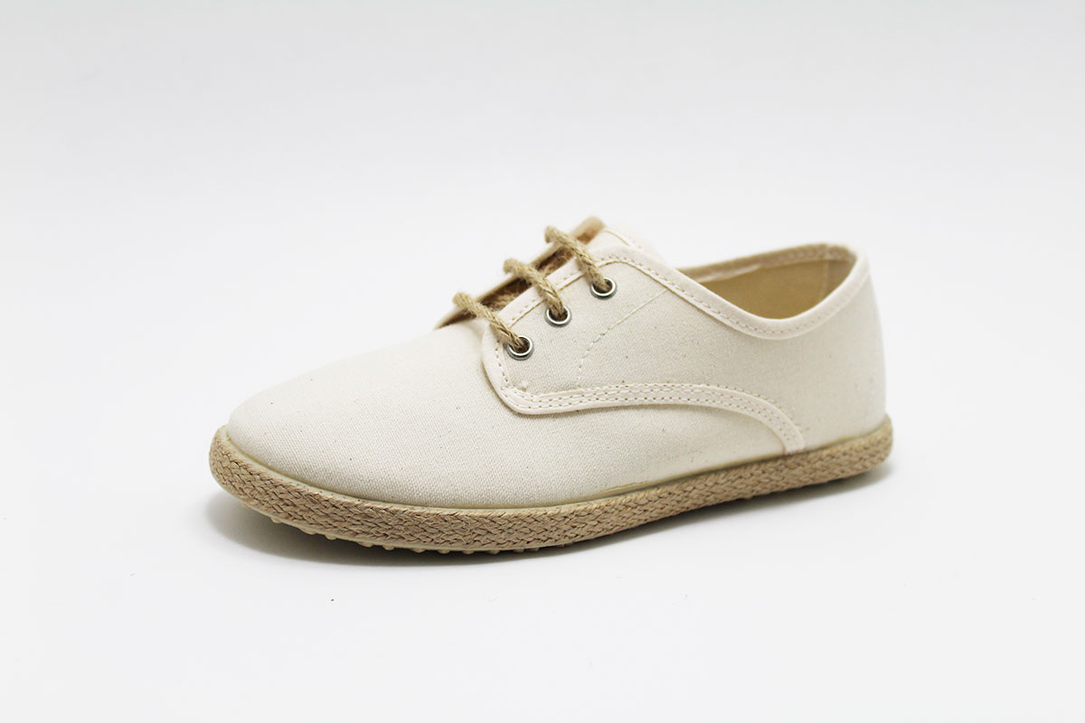 Alpargata cordones beige esparto niño - Imagen 5