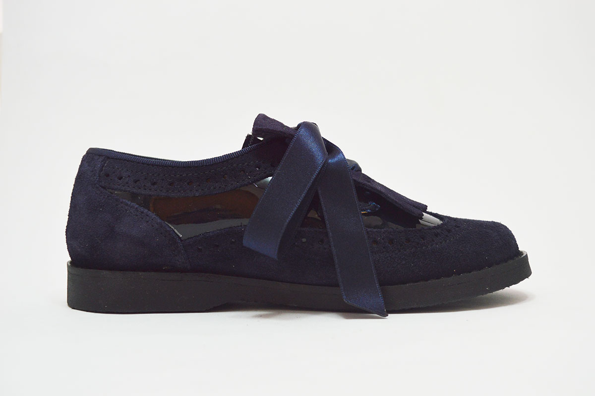 Blucher serraje azul marino charol niña - Imagen 6