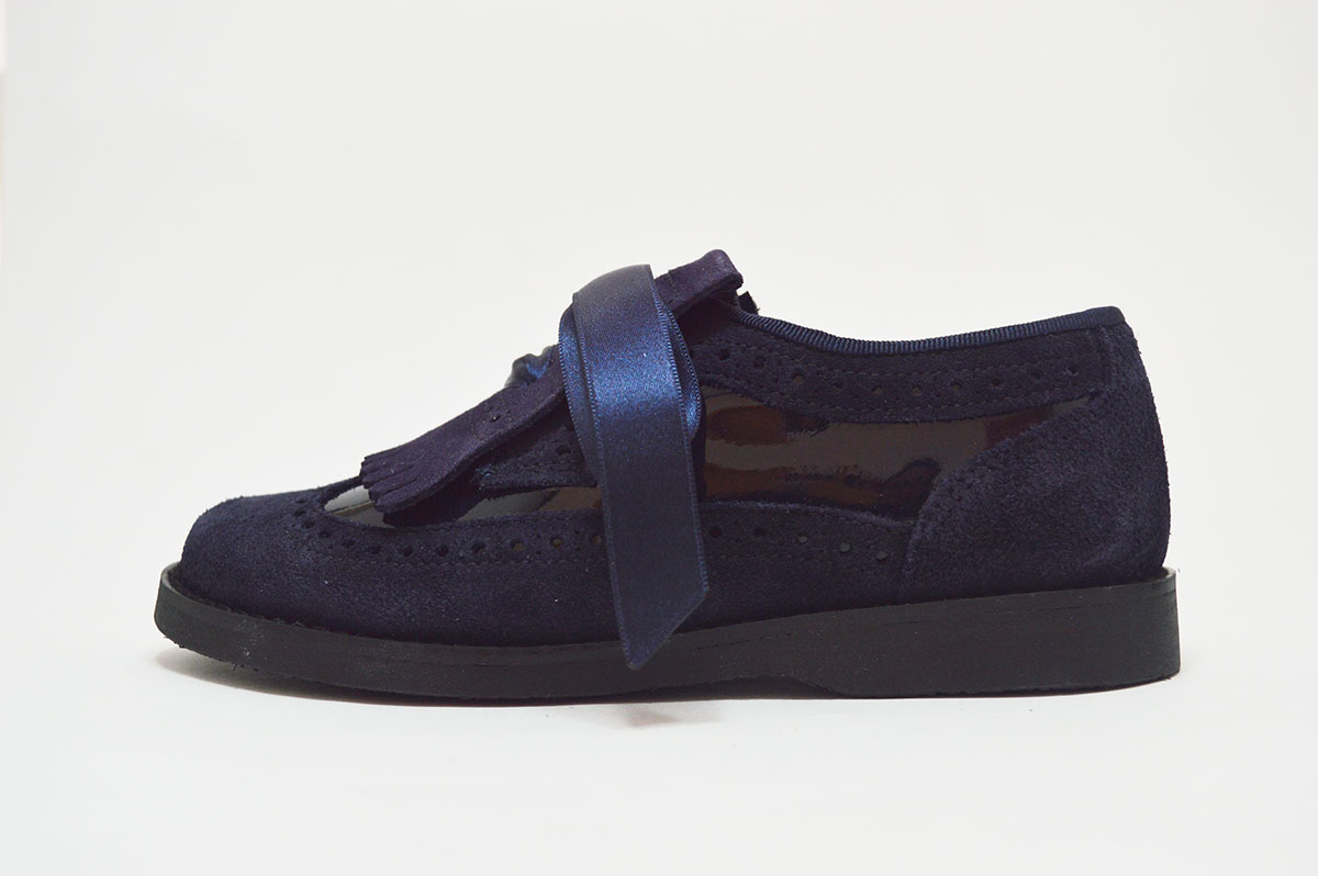 Blucher serraje azul marino charol niña - Imagen 3