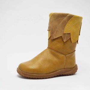Bota alta camel hojas niña