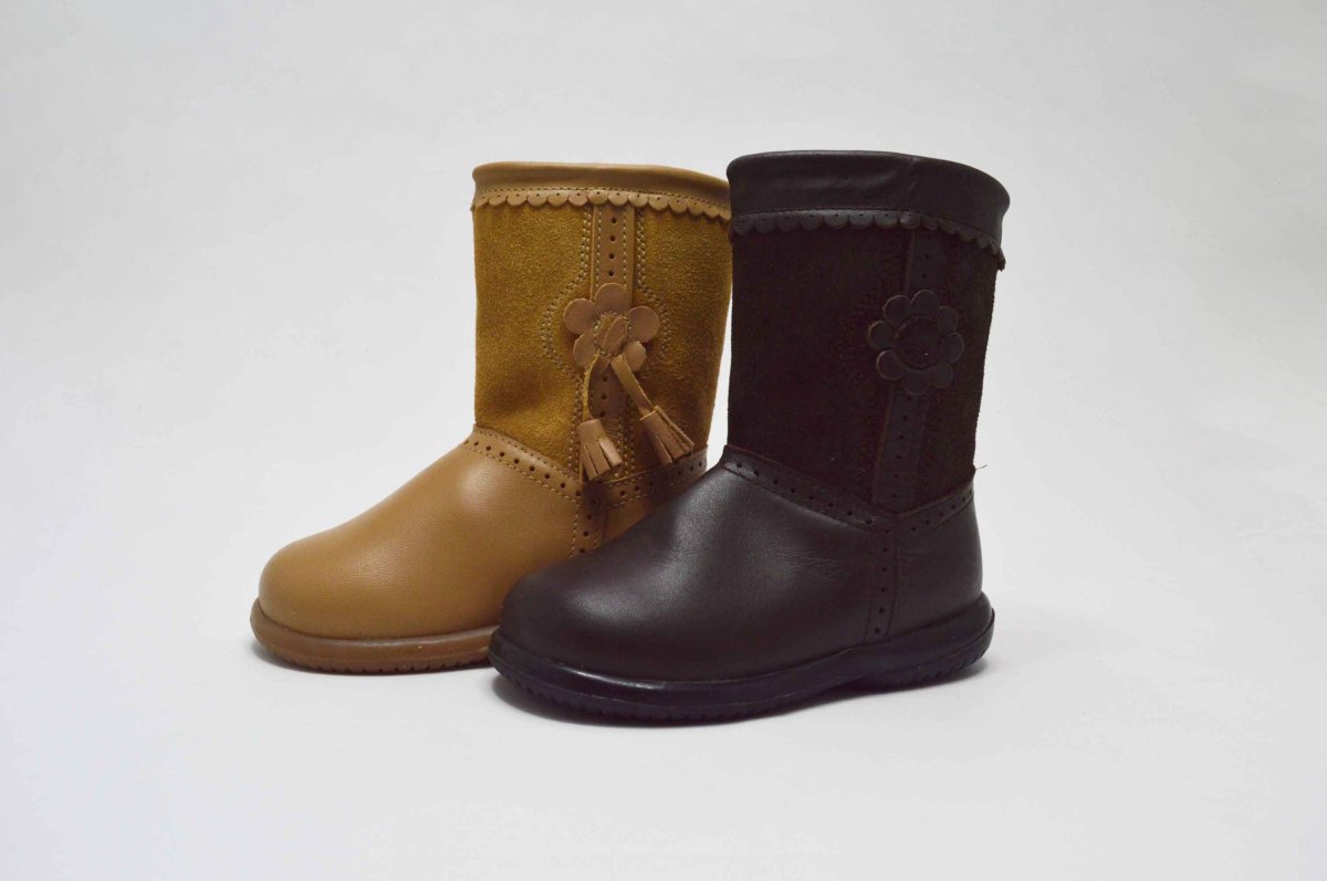 Bota alta combinada flor niña