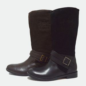 Bota alta napa combinado serraje niña