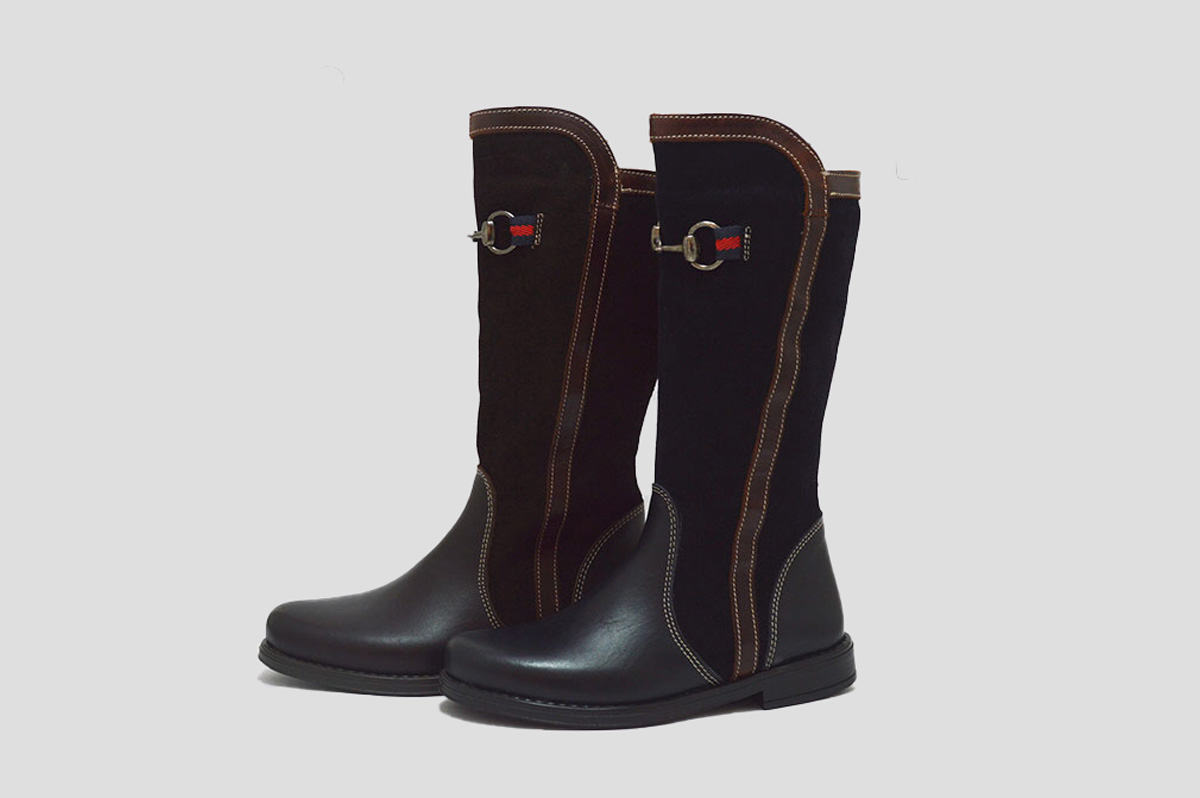 Bota alta banda metalizada niñas